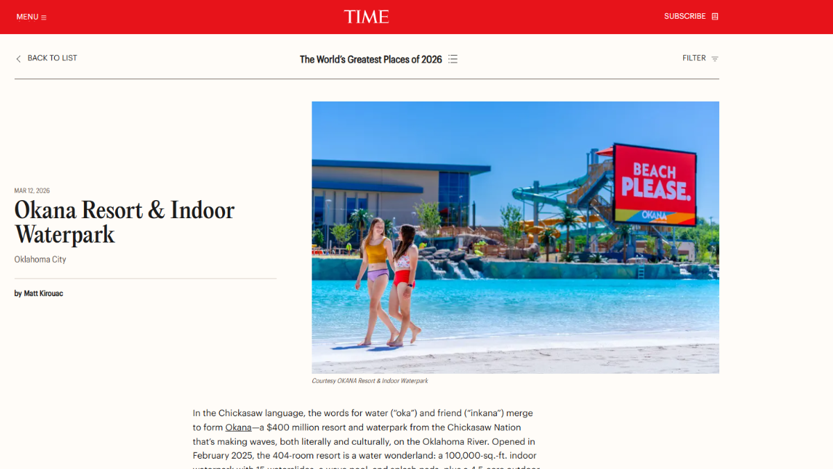 OKANA Named One of TIME’s World’s Greatest Places of 2026